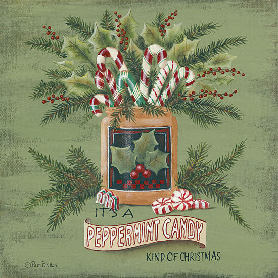 Pam Britton BR460 - A Peppermint Christmas - 12x12 Holidays, Peppermints, Candy, Greenery, Berries, Jar from Penny Lane