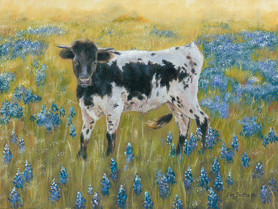Pam Britton BR473 - BR473 - Cutie in the Bluebonnets - 16x12 Cow, Bluebonnets, Landscape, Meadow from Penny Lane
