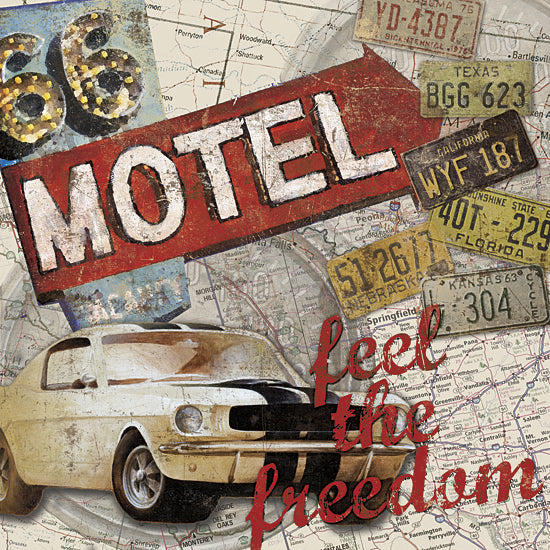 Cloverfield & Co CC139 - Feel the Freedom - Route 66, Car, License Plates, Freedom, Map, Travel from Penny Lane Publishing