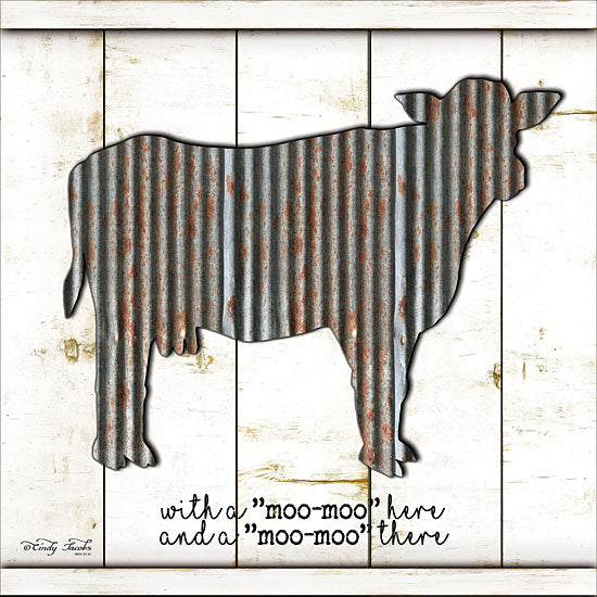 Cindy Jacobs CIN1050 - Metal Cow - Galvanized Metal, Cow, Old McDonald, Shiplap, Wood Planks from Penny Lane Publishing