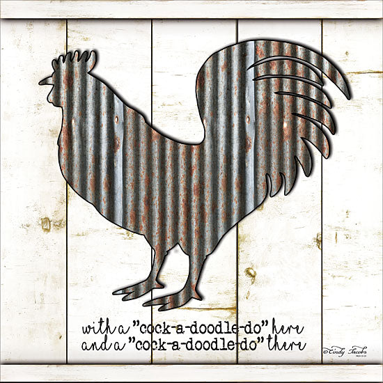 Cindy Jacobs CIN1051 - Metal Rooster - Galvanized Metal, Rooster, Old McDonald, Shiplap, Wood Planks from Penny Lane Publishing