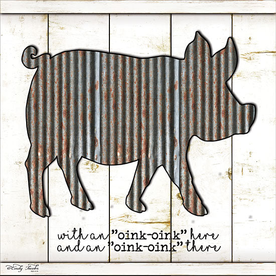 Cindy Jacobs CIN1052 - Metal Pig - Galvanized Metal, Pig, Old McDonald, Shiplap, Wood Planks from Penny Lane Publishing
