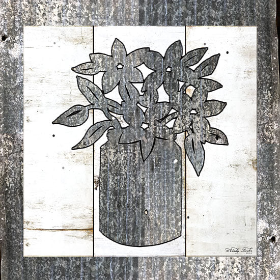 Cindy Jacobs CIN1076 - Galvanized Floral Galvanized, Flowers, Modern from Penny Lane