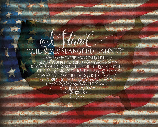 Cindy Jacobs CIN1082 - I Stand American Flag on Metal American Flag, Galvanized Metal, Star Spangled Banner, USA, Silhouette from Penny Lane