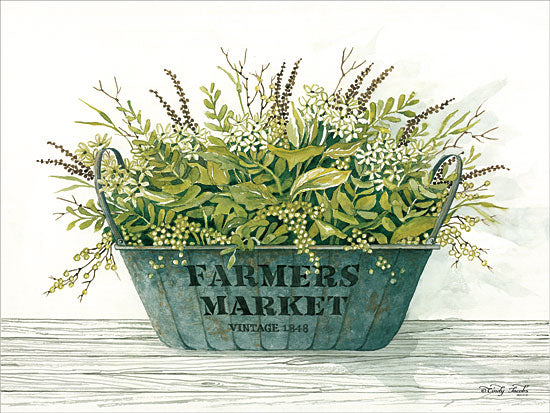 Cindy Jacobs CIN1103 - Farmer's Market Farmer's Market, Galvanized Bucket, Flowers, Neutral Colors from Penny Lane