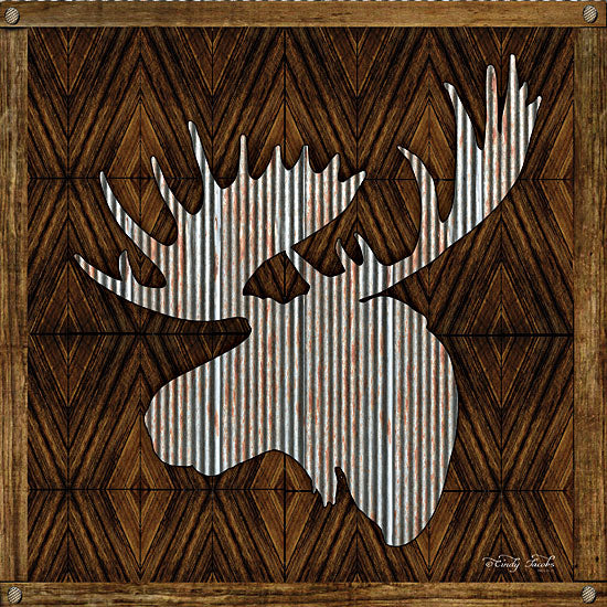 Cindy Jacobs CIN1121 - Moose Head Moose Head, Wood Inlay, Galvanized Metal, Silhouette from Penny Lane