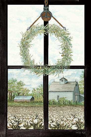Cindy Jacobs CIN1165 - Window View II Window, View, Cotton, Fields, Farm, Barn, Wreath, Pully, Greenery from Penny Lane