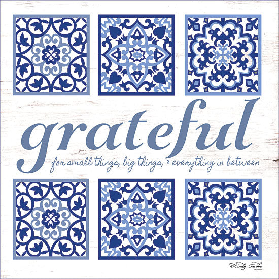 Cindy Jacobs CIN1185 - Grateful Tile Grateful, Blue & White, Tiles, Inspirational from Penny Lane