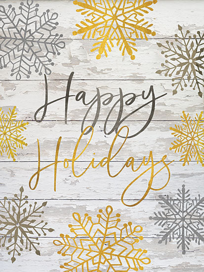 Cindy Jacobs CIN1251 - CIN1251 - Happy Holidays Snowflakes - 12x16 Signs, Happy Holidays, Snowflakes, Wood Planks, Calligraphy, Christmas from Penny Lane