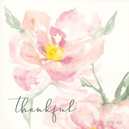 Cindy Jacobs CIN1372 - Floral Thankful Flowers, Blooms, Botanical, Watercolor, Thankful from Penny Lane