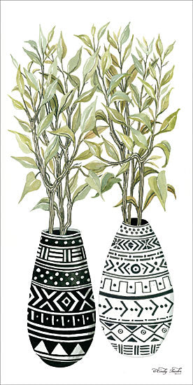 Cindy Jacobs CIN1401 - CIN1401 - Mud Cloth Vase III    - 12x24 Mud Cloth Vase, Southwestern, Plants, Black & White from Penny Lane