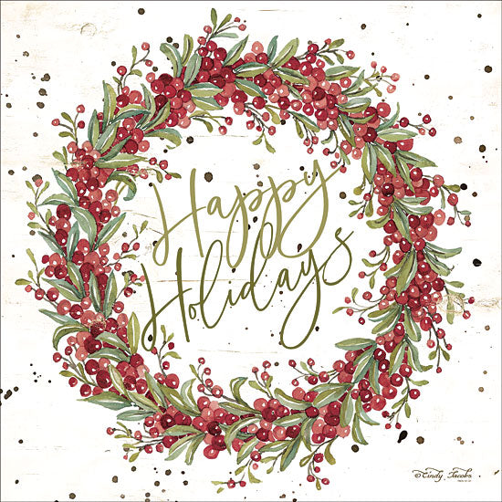 Cindy Jacobs CIN1414 - Happy Holidays Berry Wreath Happy Holidays, Wreath, Berries, Signs from Penny Lane