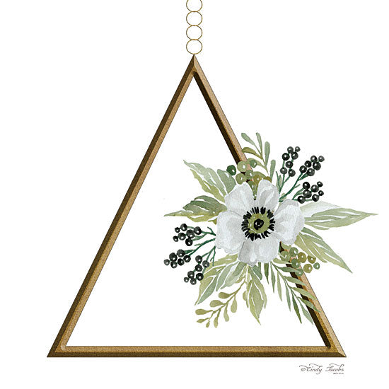 Cindy Jacobs CIN1553 - Geometric Triangle Muted Floral II - 12x12 Geometric Triangle, Flowers, Greenery from Penny Lane