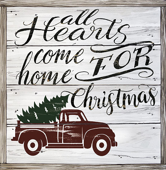 Cindy Jacobs CIN1560 - CIN1560 - All Hearts Come Home   - 12x12 Signs, Typography, Christmas, Christmas Tree, Truck, Wood Planks from Penny Lane