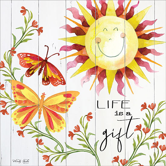 Cindy Jacobs CIN1587 - Life is a Gift - 12x12 Sun, Flowers, Butterflies, Life is a Gift, Shiplap from Penny Lane