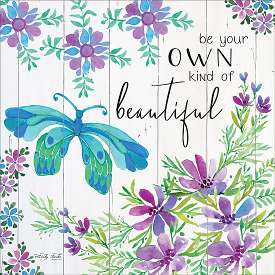 Cindy Jacobs CIN1590 - Be Your Own Kind of Beautiful - 12x12 Flowers, Butterfly, Be Your Own Kind of Beautiful, Purple Flowers, Flowers, Shiplap from Penny Lane