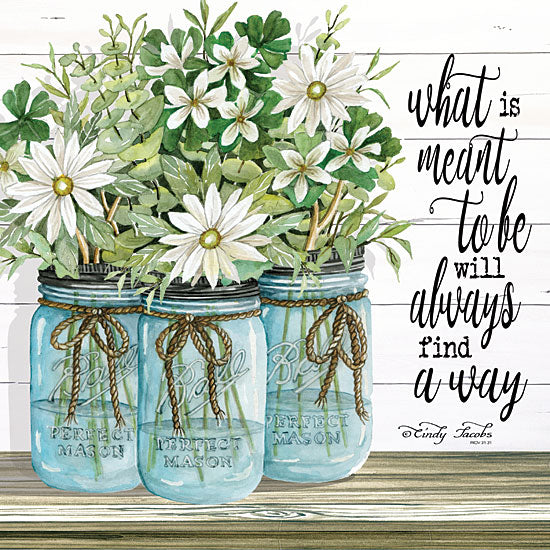 Cindy Jacobs CIN1621 - Blue Jars - What is Meant to Be - 12x12 Blue Jars, White Flowers, Flowers, Meant to Be, Bouquets from Penny Lane
