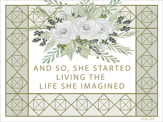 Cindy Jacobs CIN1650 - CIN1650 - Living the Life She Imagined - 16x12 Living the Life She Imagined, Motivational, Geometric, Flowers, White Flowers, Signs from Penny Lane