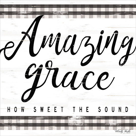 Cindy Jacobs CIN1679 - CIN1679 - Amazing Grace - 12x12 Amazing Grace, Religious, Song, Music, Buffalo Plaid, Black & White from Penny Lane