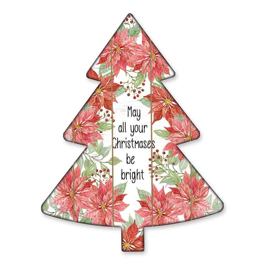 Cindy Jacobs CIN1710TREE - CIN1710TREE - May All Your…  - 14x18 Signs, Christmas, Christmas Tree, Wood Planks, Poinsettias, Christmas Ivy, Typography from Penny Lane