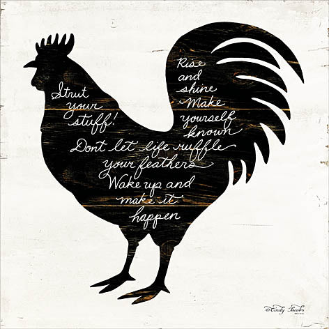 Cindy Jacobs CIN961 - Rooster - Strut Your Stuff - Rooster, Motivating, Black & White, Calligraphy from Penny Lane Publishing