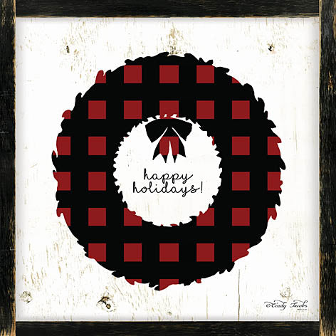 Cindy Jacobs CIN985 - Happy Holidays Plaid Wreath - Plaid, Christmas Wreath, Signs from Penny Lane Publishing