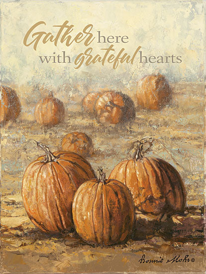 Bonnie Mohr COW329 - COW329 - Gather Here with Grateful Hearts - 12x16 Gather, Pumpkin Field, Pumpkins, Autumn from Penny Lane