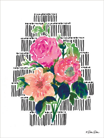 Dee Dee DD1646 - Watercolor Floral with Black Lines Abstract, Flowers, Patterns from Penny Lane