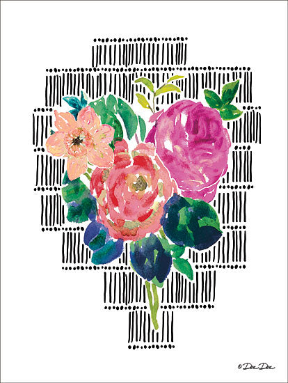 Dee Dee DD1648 - Watercolor Floral with Black Lines II - 12x16 Flowers, Watercolor, Black Lines, Abstract from Penny Lane