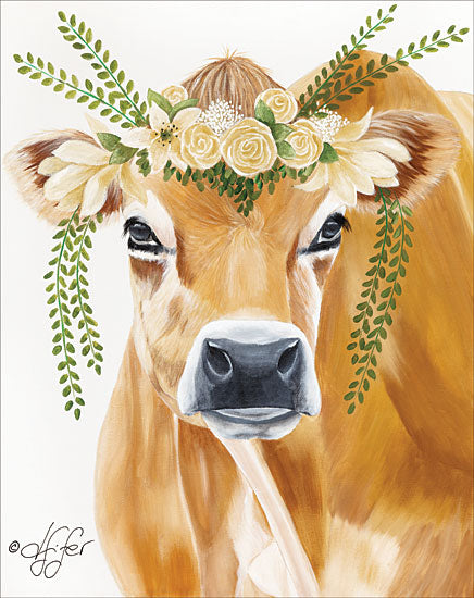 Diane Fifer DF104 - New Hat - 12x16 Cow, Greenery, Flowers, Crown from Penny Lane