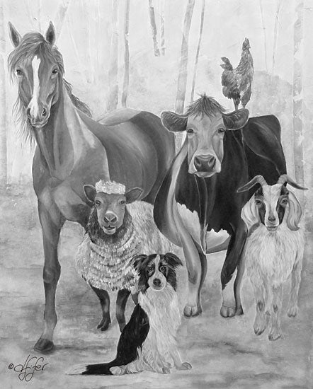 Diane Fifer DF115 - The Gang - 12x16 Horse, Cow, Rooster, Sheep, Dog, Goat, Farm from Penny Lane
