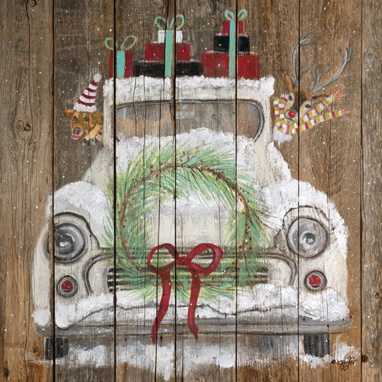 Diane Fifer DF120 - DF120 - Christmas Truck - 12x12 Holidays, Truck, Presents, Dog, Reindeer, Snow, Humorous from Penny Lane