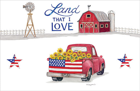 Deb Strain DS1657 - Land That I Love - Land, that I Love, Truck, American Flag, Barn, Stars, Sunflowers from Penny Lane Publishing