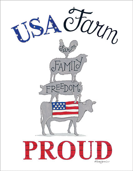 Deb Strain DS1661 - USA Farm Proud - USA, Animal Stack, Family, Freedom, Cow, Pig, Sheep, Rooster from Penny Lane Publishing
