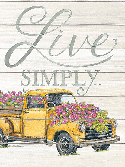 Deb Strain DS1663 - Live Simply - Truck, Flowers, Shiplap, Farm, Live Simply from Penny Lane Publishing