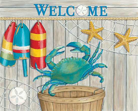 Deb Strain DS1699 - Blue Crab & Basket Blue Crab, Basket, Welcome, Fishing Net, Starfish, Sand Dollar from Penny Lane