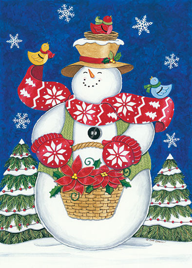Deb Strain DS1729 - Snowman with Poinsettias Snowman, Poinsettias, Holidays, Winter, Snow, Birds, Whimsical from Penny Lane