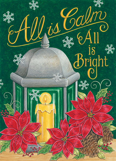 Deb Strain DS1736 - All is Calm - 12x16 All is Calm, All is Bright, Christmas, Holidays, Candle, Flowers, Poinsettias, Snowflakes from Penny Lane