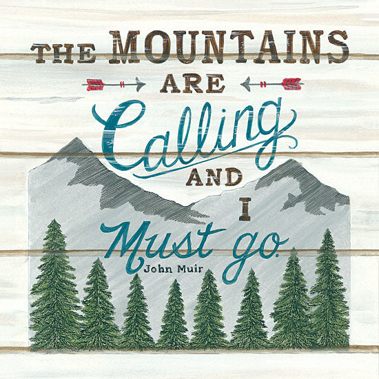 Deb Strain DS1739 - The Mountains are Calling - 12x12 The Mountains are Calling, Mountains, Pine Trees, Arrows, John Muir, Shiplap from Penny Lane