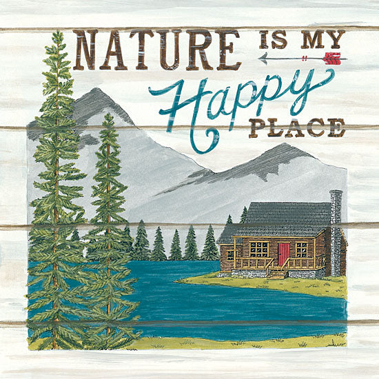 Deb Strain DS1746 - Nature is My Happy Place - 12x12 Nature, Happy Place, Shiplap, Log Cabin, Lake, Mountains, Trees from Penny Lane