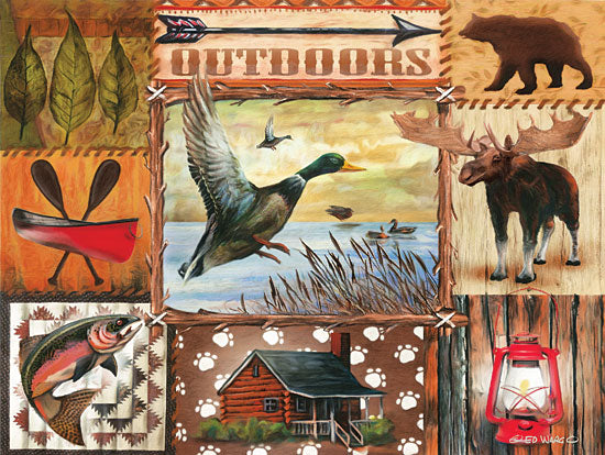 Ed Wargo ED390 - The Great Outdoors I Outdoors, Ducks, Fish, Moose, Lantern, Log Cabin, Icons from Penny Lane