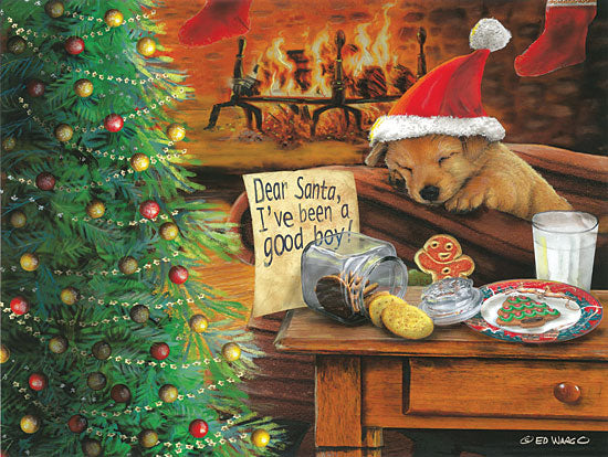 Ed Wargo ED393 - I've Been a Good Boy Holidays, Fireplace, Dog, Santa Claus, Night Before Christmas from Penny Lane