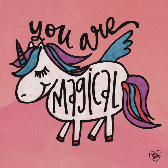 Erin Barrett FTL140 - You Are Magical - 12x12 Unicorn, Whimsical, Fantasy, Kid's Art, Girls, Triptych from Penny Lane