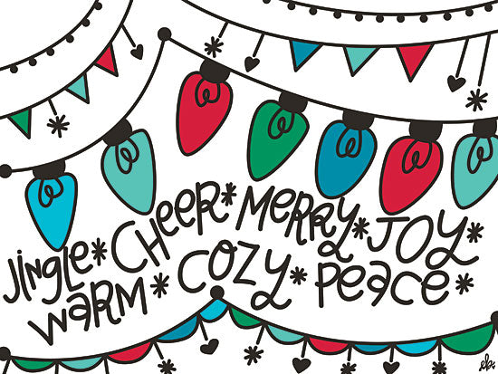 Erin Barrett FTL157 - FTL157 - Jingle Cheer Merry Joy     - 16x12 Signs, Christmas, Christmas Lights, Typography from Penny Lane