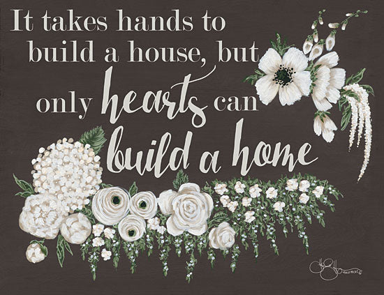 Hollihocks Art HH104 - Hearts Can Build a Home - 16x12 Hearts, Built a Home, Flowers, White Flowers, Family, Love from Penny Lane