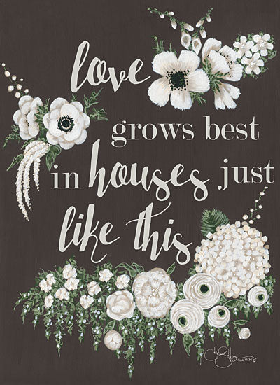 Hollihocks Art HH105 - Love Grows - 12x16 Love Grows, House, Family, Flowers, White Flowers, Blooms from Penny Lane