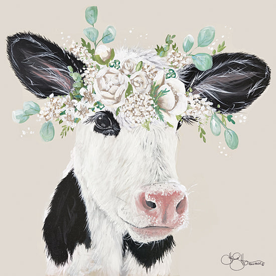 Hollihocks Art HH149 - HH149 - Patience the Cow - 12x12 Portrait, Cow, Floral, Botanical, Farm Animals from Penny Lane