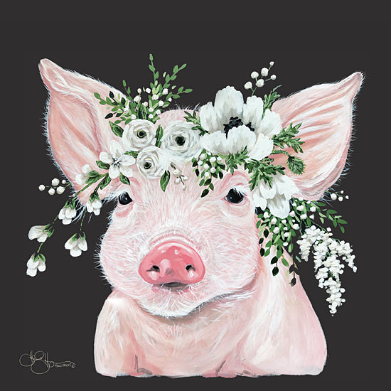 Hollihocks Art HH154 - HH154 - Poppy the Pig - 12x12 Portrait, Pig, Floral, Botanical, Farm Animals from Penny Lane