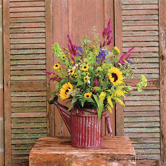 Irvin Hoover HOO105 - HOO105 - Gardener's Bouquet - 12x12 Shutters, Photography, Flowers, Sunflowers, Watering Can, Vintage from Penny Lane