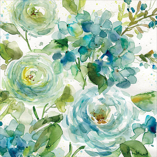JG Studios JGS110 - JGS110 - Cool Watercolor Floral - 12x12 Abstract, Flowers, Blue Flowers, Blossoms, Blooms from Penny Lane